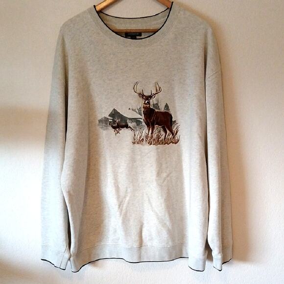 Vintage Croft & Barrow Embroidered Deer Graphic Sweatshirt - Picture 1 of 5